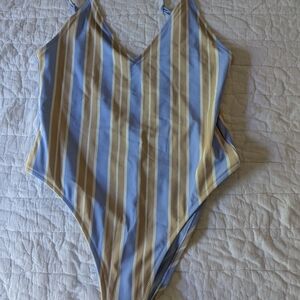 Aerie Blue and Tan One-Piece Swimsuit